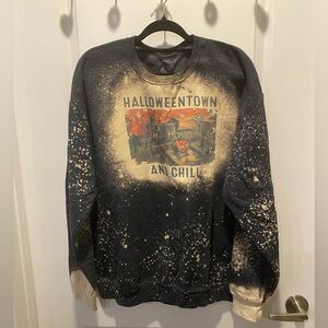 Halloweentown and Chill Sweatshirt - Acid Wash Dark Gray - Brand New